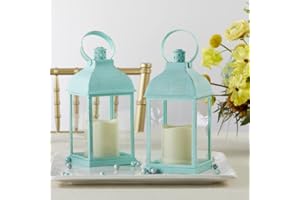 Kate Aspen LED Vintage Decorative Blue Lantern - Marrakesh (Set of 2) -Rustic Home Farmhouse Décor Lantern, One Size