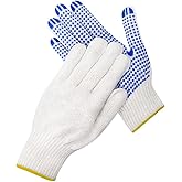 10 Pairs Safety Work Gloves with Anti-Slip Dots - Cotton Material for Mechanics, Industrial, Warehouse, Gardening, and Construction Use - Men & Women - L Size