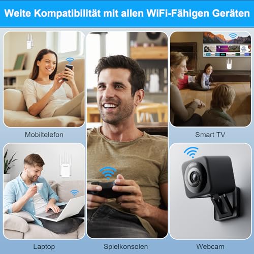 WONLINK WLAN-Verstärker, WLAN Repeater 1200 Mbps Dualband Internet Verstärker mit 4 Antennen, Ethernet-Port, WPS & MU-MIMO Unterstützt Repeater Router AP Modus Signalanzeige Ideal für Zuhause und Büro