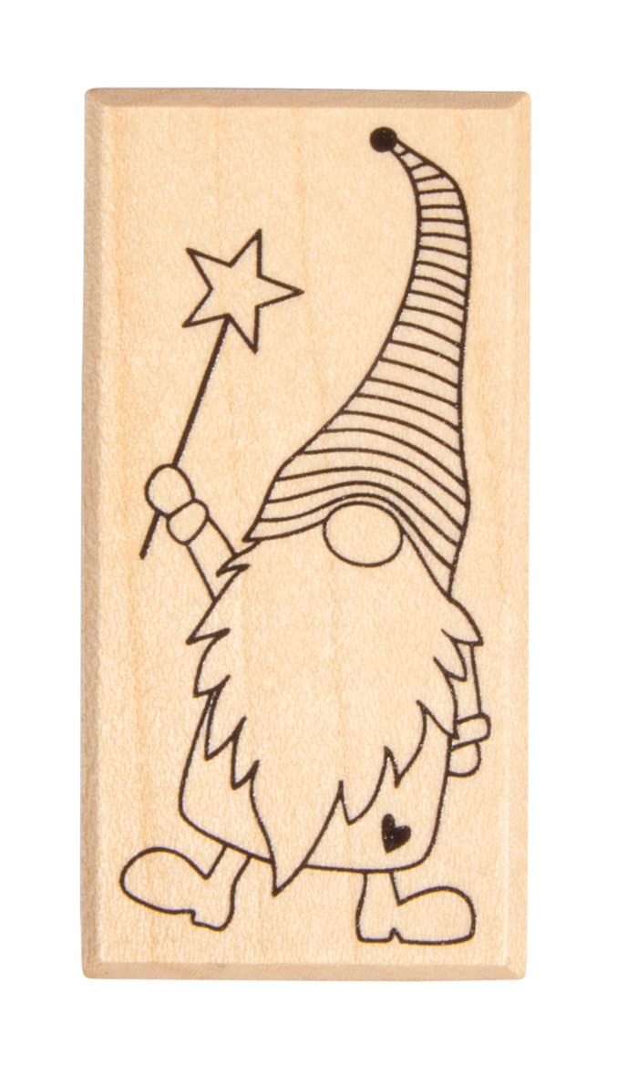 Rayher Wood Mounted Rubber Stamp with Elve Design for Card Making and Scrapbooking, Butterer Stamp, 3x6cm, 29240000 — image 1
