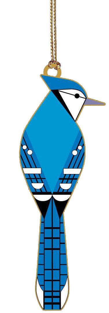 Charley Harper Brass Blue Jay Ornament Adornment