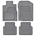 Solid Pro Rubber Car Floor Mats - Performance Plus Heavy Duty Liners for Auto SUV Truck Car Van - 4-Piece Set - Thick, Odorless & All Weather (Gray)