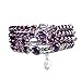 6mm Natural Gem Semi Precious Gemstone Chrysoprase Agate Green Bracelets Necklace,Birthstone Multilayer Hand String Accessories (Amethyst)