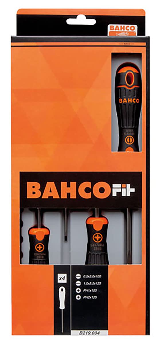 Bahco B219.004 Fit Slotted/Ph Screwdriver Set, Multi-Colour