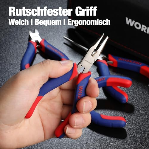 WORKPRO W001305 Mini Precision Pliers Set, Jewellery Pliers, 5 Pieces