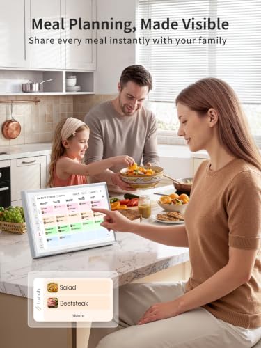 Digital Calendar Wall Touch Screen, 10.1 Inch Smart Chore Chart & Family Schedule Organizer, No Subscription Electronic Calendar for Family, Meals, Photo Display, Wall/Desk Mount, Gifts for Women Men