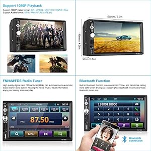 CATUO Autoradio Bluetooth Autoradio 2 DIN Universale MP5 Stereo Giocatore con 7" HD 1080P Touch Screen GPS Navigazione Controllo del Volante FM/RDS, USB/TF/AUX in/Supporto Fotocamera per Retromarcia - immagine 4