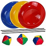 Juggling Set, 3 Spinning / Juggling Plates with Plastic Sticks and Juggling Balls, Mixed Colours - SchwabMarken