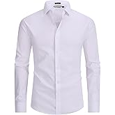 Alex Vando Mens Dress Shirt Easy Care Slim Fit Long Sleeve Cotton Stretch Button Down Shirt