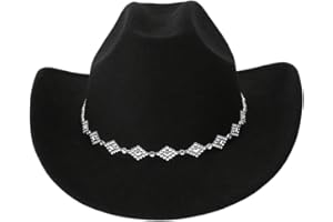 Verdusa Women's Western Cowboy Hat Rhinestone Wide Brim Cowgirl Hat