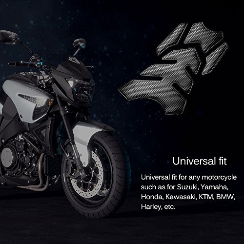 Gas Tank Protector Motorcycle Tank Pad, 3D Motorcycle Tank Sticker Protector Decal Gas Oil Fuel Tank Pad Protector Black for Suzuki Kawasaki Honda Yamaha Ducati