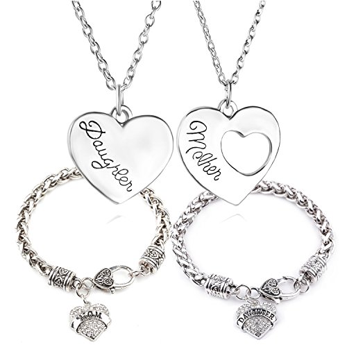 Mother Daughter Heart Pendant Set of 2 