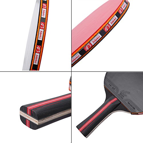 Yuehuam Ping Pong Paddle Set Professional Table Tennis Racket Ping Pong Paddle 2-Player Table Tennis Racket w/ 3 Balls for Shake-Hand Grip Players
