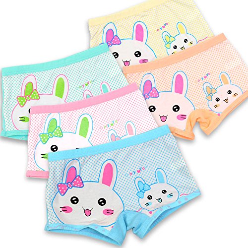 Girls' Panties Rabbit Underwear Bunny Boyshort Hipster Kids Briefs 5 Pack Set XXL 8-11 Years