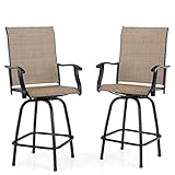 PHI VILLA Patio Swivel Bar Stools Set of 2, Outdoor