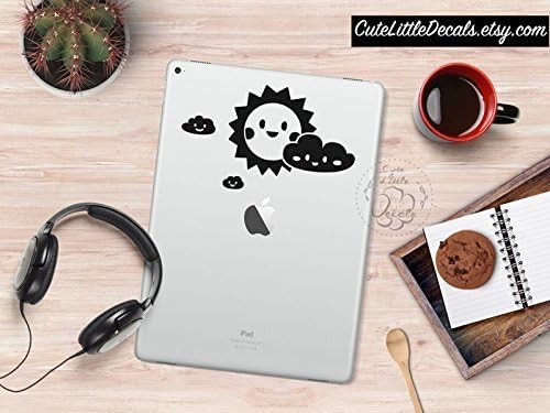 Cute Sun Cloud Decal - Happy Decals - Weather Decal - Macbook Decals - Laptop Stickers - Car Window Wall Decal - Made in USA