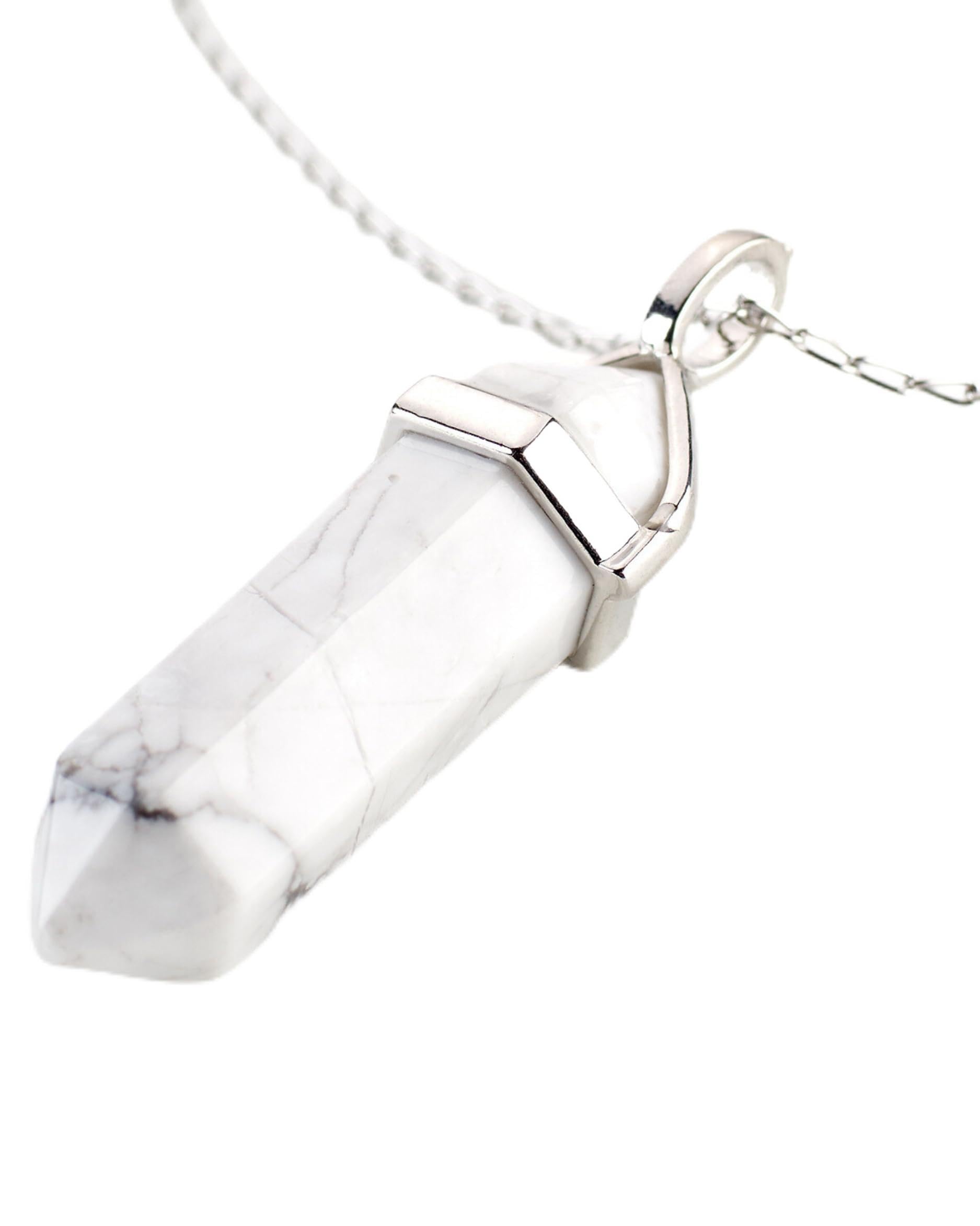 LAVISA Obelisk Gemstone Necklace, Pendant, Genuine Crystal Chain, Necklace, Rose Quartz, Amethyst, Natural Stone - 55 + 5 cm, Stainless Steel, Amethyst, Quartz — image 1