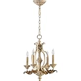 Quorum 6037-4-70 Traditional Four Light Chandelier from Florence Collection in White Finish,