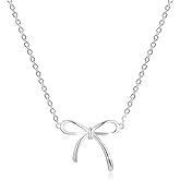 Women's Silver Bow Pendant Necklace Simple Fashion Collarbone Chain Women's Bow Jewelry