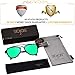 SOJOS Fashion Aviator Unisex Sunglasses Flat Mirrored Lens Double Bridge SJ1051 with Matte Black Frame/Green Mirrored Lens