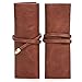 SOSATCHEL PU Leather Rollup Pen Bag Pencil Case Storage Pouch Organizer, Brown