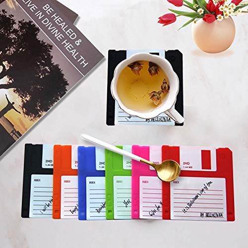 BELLOLINEA Floppy Silicone Disk Coasters Set of 6,Durable Heat
