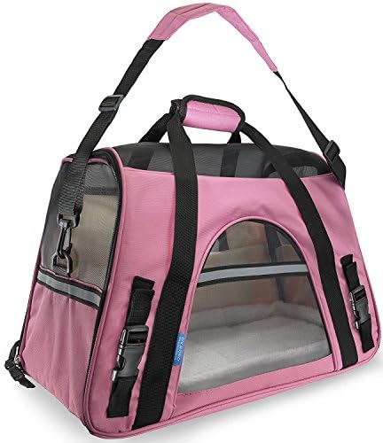 jeab shop Pet Carrier Soft Sided Large Cat Dog Comfort Rose Wine Pink Bag Travel Approved