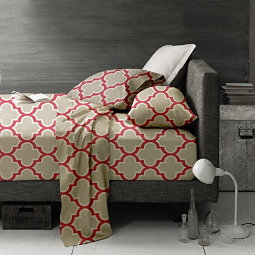 Blanc De Blancs 800 Thread Count Cotton Rich Printed Sheet Set Queen Taupe