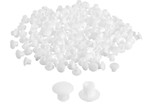 uxcell 150Pcs Screw Hole Plugs, 5mm(3/16") Dia Plastic Snap in Shelf Button Flush Type Caps for Furniture Cabinet Cupboard, W