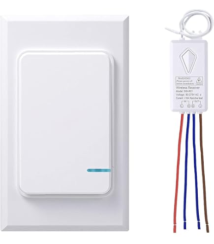 CHITOLI Wireless Light Switch Kit - 1 On/Off Remote With 1 Receiver, No Wiring Required, 100 Ft Range