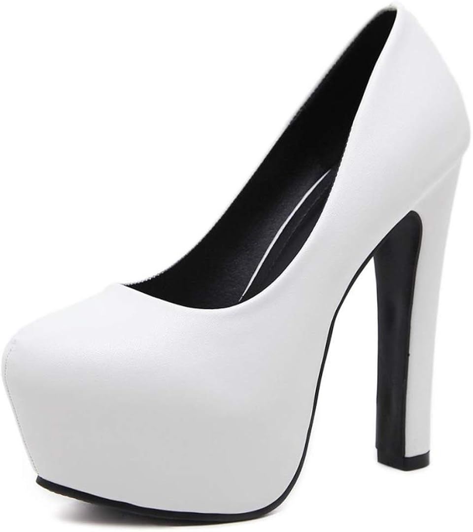 Women's Round Toe High Heels Platform Pumps Spring Autumn Patent