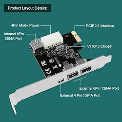 LinksTek 4-Ports 1394A PCIE FireWire 400 Expansion