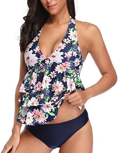 Kehen Women Women's Tankini Swimsuits, Floral Tankinis with Shorts Two Piece Swimswear Set