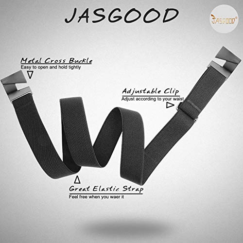 No Show Men Women Stretch Belt Invisible Elastic Web Casual Belt with Flat Buckle for Pants Jeans(Black,Suit Waist Size Under 40\'\')