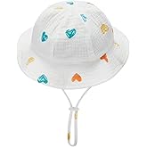 Baby Toddler Sun Bucket Hats - Summer Protection Beach Hat Cotton Linen Baby Hat