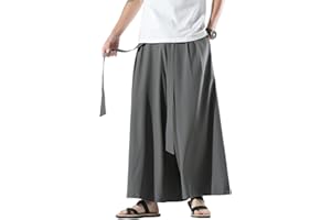 Seidarise Men's Wide Leg Casual Harem Linen Japanese Yoga Harem Pants Hip hop Joggers Baggy