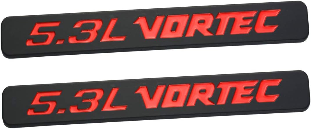 Yuauto 2 Pack 5.3L Vortec Hood 5.3L Emblems Engine Badge 3D Replacement for Silverado Z71 GMC Sierra (Black red)