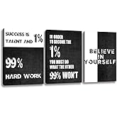 Motivational Canvas Wall Art Entrepreneur Office Wall Decor Inspirational Poster Print Modern Black Wall Painting Picture for Workplace Living Room Bedroom, Ready to Hang 12inch x16inch x3pieces