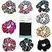 9 Pcs Hair Scrunchies and 18 Counts Black Elastics Hair Ties - Hair Bobbles Ponytail Holder Elastics Hair Scrunchy Hair Bands Shiny and Velvet Scrunchies for Woman Girls