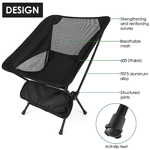 Diealles Shine Folding Camping Chair, Portable Ultralight Folding Chair with Carry Bag, Camping Chairs for Outdoors, Garden, Beach, Fishing, Picnic, Travel, Orange