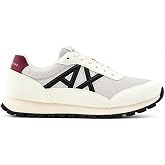 Armani Exchange Men's Drop Sneaker, Off White/Deep Navy, 12