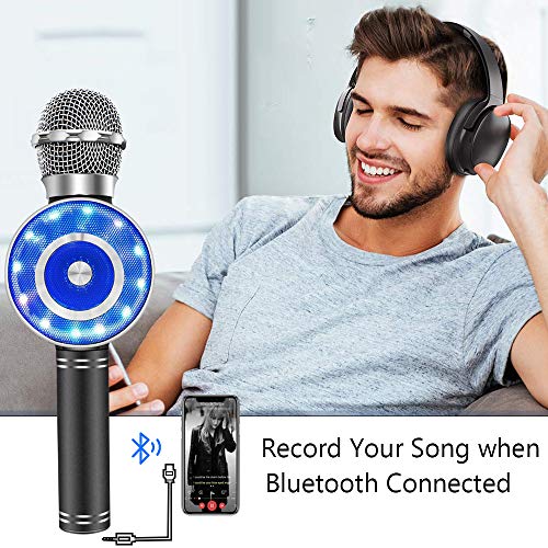 Wireless Karaoke Microphone, Handheld Bluetooth Microphone with Speaker and light Echo Mic Portable Karaoke Player for Kid Adult Girl Home Party Singing Birthday Gift, Compatible iPhone Android - Thumbnail 3