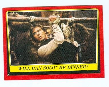 Han Solo trading card Return of the Jedi Star Wars 1983 Topps #87 Ewok Dinner Harrison Ford