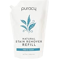 Puracy Natural Laundry Stain Remover Refill, 64 Fl Oz, Enzyme-Based Spot & Odor Cleaner, Free & Clear