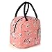 WONDERFUL FLOWER Reusable Lunch Bag, Lunch Tote for Women, Zip Lunch Box, Insulated Cooler Bag with Front Pocket (015 Peach)