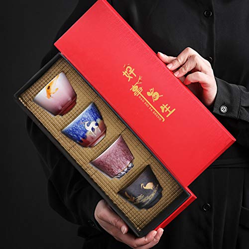 4 Stück/Set Kung Fu Teetasse Handgefertigte Keramikbecher im japanischen Stil Einzigartiges Textur-Design Home Drinkware – Bild 8