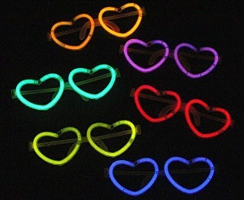 URChic 10Pcs LED Flashing Glasses Love Peach Heart Shape Glowing Blinking Eye Glasses With Glowing Sticks Eyewear Cosplay Concert Accessories Glow Party Supplies(At Random Colors)
