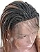 BLUPLE Ombre 30# Micro Braided 1b Synthetic Lace Front Wigs Fully Hand Tied Heat Resistant Hair Braiding Styles Fiber Hand Braided Wig for Black Women (18 inches, Micro Braided,T1B/30)