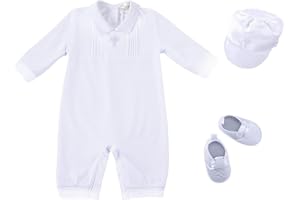 Bow Dream Baby Boy Baptism Outfit Romper with Hat