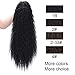 Stamped Glorious 22 Inch Curly Ponytail Extension Long Curly Drawstring Ponytail for Women Synthetic Corn Wavy Drawstring Ponytail Extensions Hair Pieces for Women(1B)